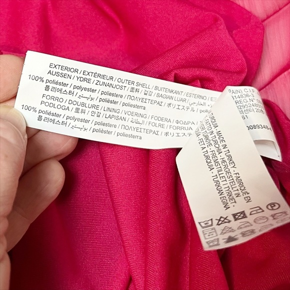 ZARA Pleated Midi Dress Large Fuchsia pink solid long sleeve flowy twist front - Picture 11 of 14